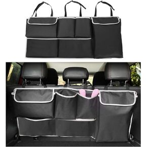 Augeny Car Back Seat Trunk Organizer, Large Capacity Backseat Hanging Organizer with 6 Pockets, Storage Bag Provides More Space for Groceries, Car Interior Accessories for Vehicles, SUVs, Trucks