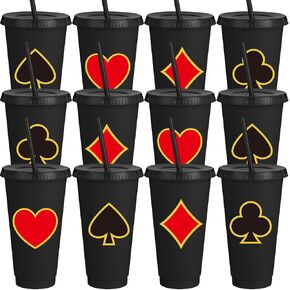 Funnymoom 12 Pcs Casino Party Favor Plastic Cups Poker 24 oz in Saudi Arabia