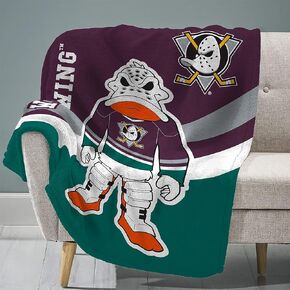 Sleep Squad Anaheim Ducks Wild Wing Throwback 60" x 80" Raschel Plush Blanket – an NHL Mascot Super-Soft Throw