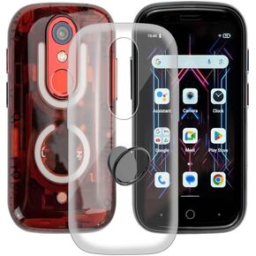 جراب هاتف AQGGIIXY لهاتف Unihertz Jelly Star (3.00 بوصة) مع حامل حلقي يدور 360 درجة، غطاء واقٍ من السيليكون الناعم الشفاف مقاوم للصدمات ومضاد للخدش من مادة TPU لهاتف Unihertz Jelly Star