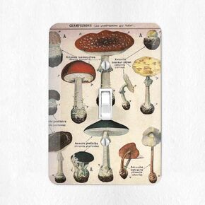 Mushroom Light Switch Cover French Mushroom Botanical Mushroom Switch plate Vintage Ephemera