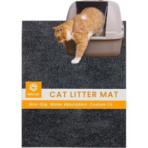 بساط فضلات القطط، يحتوي على فوضى من الصندوق لتنظيف الأرضيات، مقاوم للبول، ناعم على أقدام القطط، قابل للغسل/مقاوم للماء، قابل للغسل في الغسالة (60.96 سم × 76.2 سم، رمادي) in Kuwait