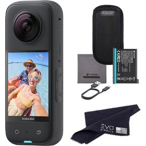 insta360 X3 360 Degree Waterproof Action Camera, 5.7K 360, Stabilization, Touch Screen, AI Editing, Live Streaming, Webcam, Voice Control, Black