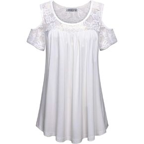 MOQIVGI Womens Fashion Sexy Casual Blouses Scoop Neck Dressy Elegant Tops