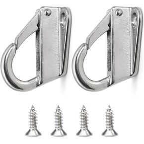 AMYSPORTS Heavy Duty Fender Hook Screw Wall Hanging Staple Hook Stainless Hanger Marine Fender Hook Stainless SUS316 2pcs