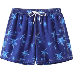 SweatyRocks Men's Swim Trunks Tropical Print Drawstring Waist Beach Shorts Mesh Lining Swimwear Bathing Suits with Pockets