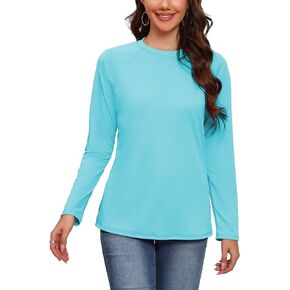 FAIRANCE Women Plus Size Rash Guard Light Weight Long Sleeve Swim Shirt Quick Dry UPF50 Swimsuit Top