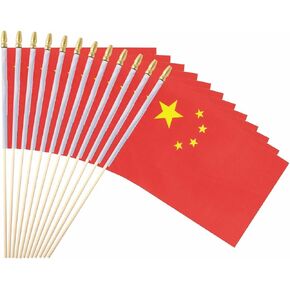 Ckexin 25Pack Small China Flags Handheld Mini Chinese Flag on Stick 5x8 Inch