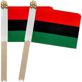 TSMD African Afro American Stick Flag Small Mini Hand Held Flags,5x8 Inch,12 Pack