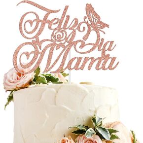 Feliz Dia Mama Cake Topper, Best Mom Ever/Feliz Dia Del La Madre, Happy Mother's Day Party Decorations Supplies, Gift for Mom
