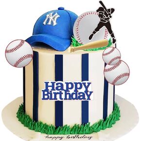 Baseball Hat Cake Topper with Hat Happy Birthday Sign for Baseball Sport Party