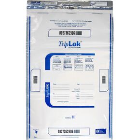 ControlTek TripLok مقاس 19 بوصة × 28 بوصة، شفاف، 50 كيسًا، أكياس إيداع واضحة للتعامل مع النقود والأشياء الثمينة، حبر حساس للرطوبة والحرارة والبارد، إيصال تمزيق + رموز شريطية كبيرة 585059