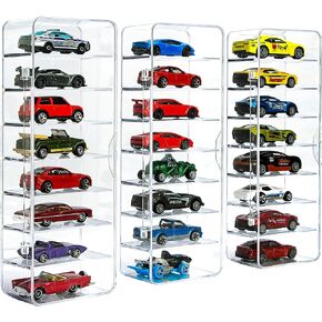 KISLANE 24 Toy Cars Display Case Compatible with Toy Cars, Transparent Acrylic Display Case Matchbox Cars