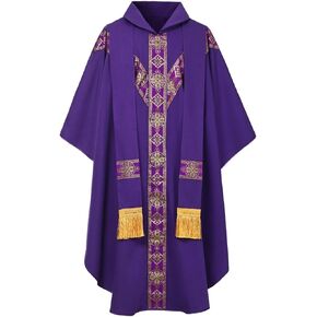 FAD-4U Church Catholic Priest Chasubles Vestments for Church Mass Vestments Robe with Stole