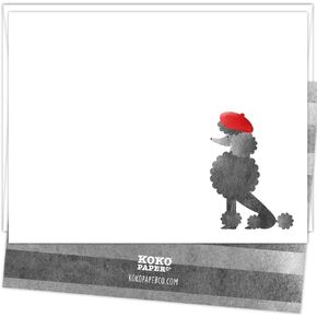 Koko Paper Co Poodle Note Cards. Set of 25 Cards and White Envelopes. Printed on Front and Back on Heavy Card Stock.