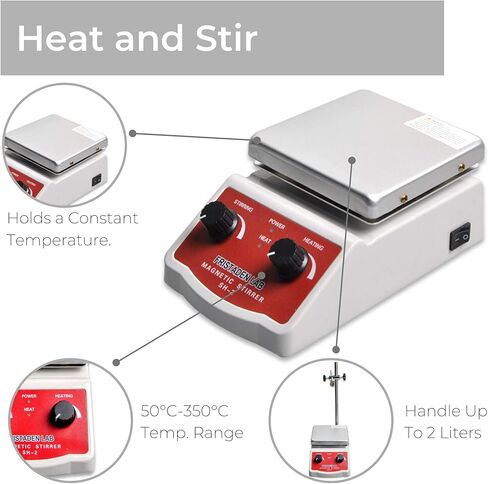 أداة التحريك المغناطيسية من Fristaden Lab SH-2، سرعة 100-1600 دورة في الدقيقة، درجة حرارة 350 درجة مئوية، سعة 2000 مل، لوحة ساخنة بجودة المعمل مع محرك مغناطيسي لتسخين السوائل وخلطها مع ضمان لمدة عام in Kuwait