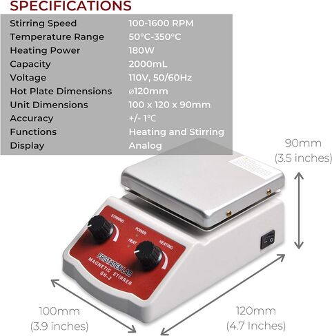 أداة التحريك المغناطيسية من Fristaden Lab SH-2، سرعة 100-1600 دورة في الدقيقة، درجة حرارة 350 درجة مئوية، سعة 2000 مل، لوحة ساخنة بجودة المعمل مع محرك مغناطيسي لتسخين السوائل وخلطها مع ضمان لمدة عام in Kuwait