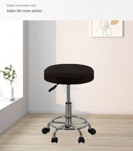 أغطية مقاعد KAYNO المستديرة، 1 غطاء مقعد مرن للغاية، وسادات مقعد قابلة للغسل، أغطية مقاعد كرسي ناعمة وسهلة التنظيف (S، أسود) in Kuwait