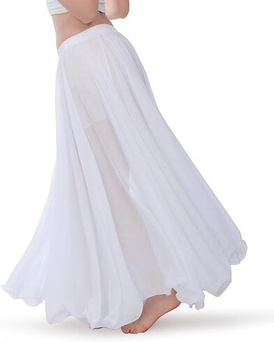 Baisdan Belly Dance Skirt, Chiffon Dancing Skirt, Gypsy Skirts for Women, Flowy Long Skirt, Halloween Costume Outfit Gift in Saudi Arabia