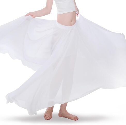 Baisdan Belly Dance Skirt, Chiffon Dancing Skirt, Gypsy Skirts for Women, Flowy Long Skirt, Halloween Costume Outfit Gift in Saudi Arabia