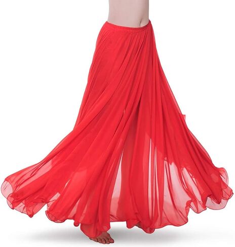 Baisdan Belly Dance Skirt, Chiffon Dancing Skirt, Gypsy Skirts for Women, Flowy Long Skirt, Halloween Costume Outfit Gift in Saudi Arabia