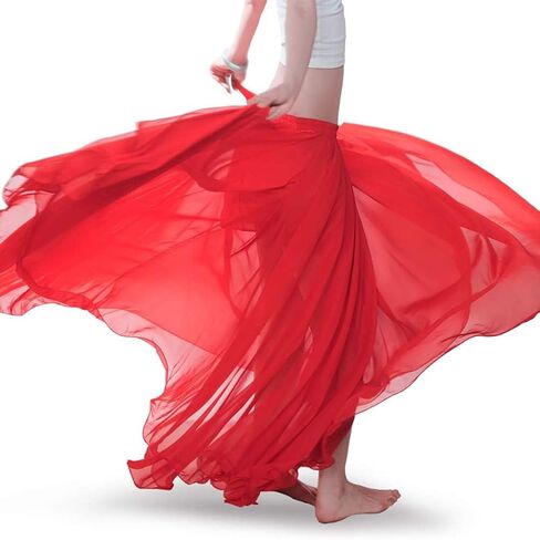 Baisdan Belly Dance Skirt, Chiffon Dancing Skirt, Gypsy Skirts for Women, Flowy Long Skirt, Halloween Costume Outfit Gift in Saudi Arabia