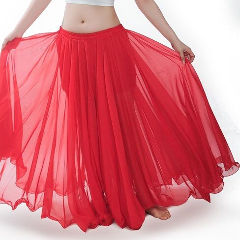 Baisdan Belly Dance Skirt, Chiffon Dancing Skirt, Gypsy Skirts for Women, Flowy Long Skirt, Halloween Costume Outfit Gift in Saudi Arabia