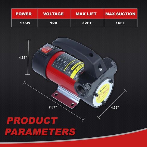 12V Fuel Transfer Pump, Diesel Transfer Pump with Filter, Hose and Nozzle for Diesel, Kerosene and Transformer Oil, 12 GPM Self-priming Diesel Transfer Pump Kit in Saudi Arabia