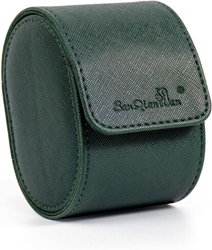 SANQIANWAN Single Travel Storage Watch Roll Portable PU Leather Watch Case Box for Men with Button Style Removable Watch Pillow Watch Display Roll (Black) in Kuwait