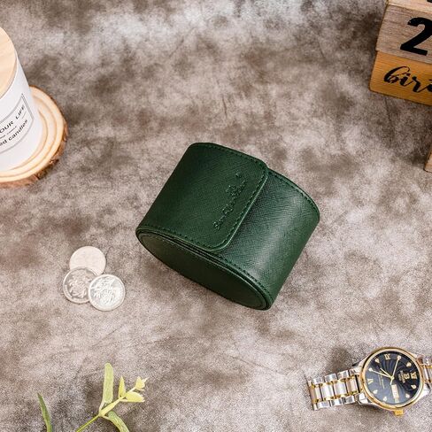 SANQIANWAN Single Travel Storage Watch Roll Portable PU Leather Watch Case Box for Men with Button Style Removable Watch Pillow Watch Display Roll (Black) in Kuwait