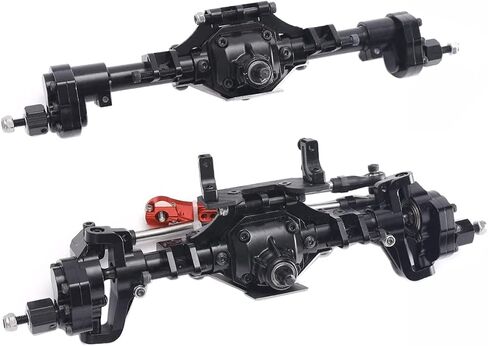 ZXYRC Aluminum Front & Rear Portal Axle Complete Axles for Axial SCX10 II 90046 90047 1/10 RC Crawler Upgrades (Black) in Saudi Arabia