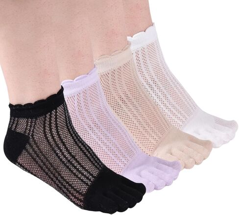 جوارب Meaiguo Toe Socks No Show قطن منخفضة القطع بخمسة أصابع رياضية للنساء in Kuwait