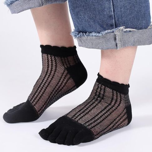 جوارب Meaiguo Toe Socks No Show قطن منخفضة القطع بخمسة أصابع رياضية للنساء in Kuwait