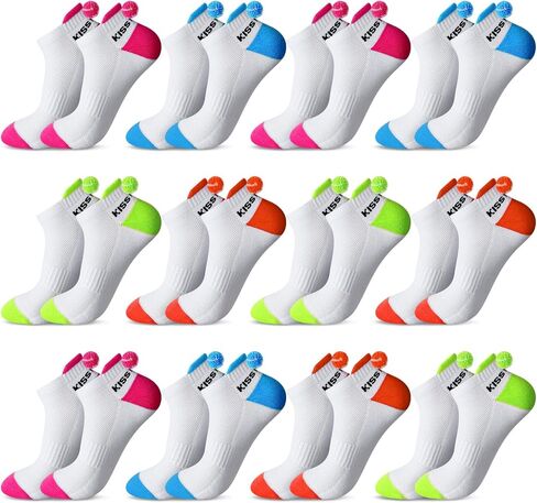 Bunnycool 12 زوجًا من جوارب التنس للنساء، جوارب تنس مضحكة مع كرة تنس، جوارب للكاحل، جوارب رياضية منخفضة القطع لمحبي التنس، هدية للاعبين in Saudi Arabia