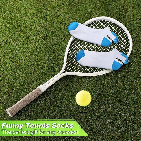 Bunnycool 12 زوجًا من جوارب التنس للنساء، جوارب تنس مضحكة مع كرة تنس، جوارب للكاحل، جوارب رياضية منخفضة القطع لمحبي التنس، هدية للاعبين in Saudi Arabia
