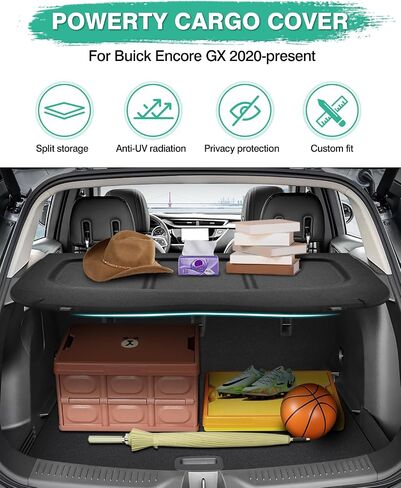 Powerty Compatible with Cargo Cover Buick Encore GX 2020-2024 Accessories Trunk Security Shield Shade Black (Can Withstand The Load) in Saudi Arabia