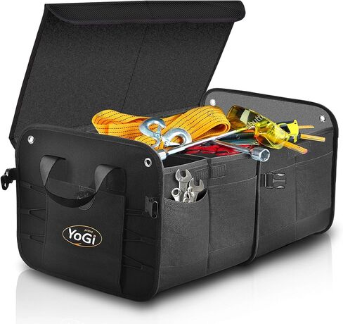 YoGi Prime Car Trunk Organizer with Lid, Collapsible Car Trunk Storage Organizer, Car Organizer and Storage for SUV, Truck, Sedan (Black) in Saudi Arabia