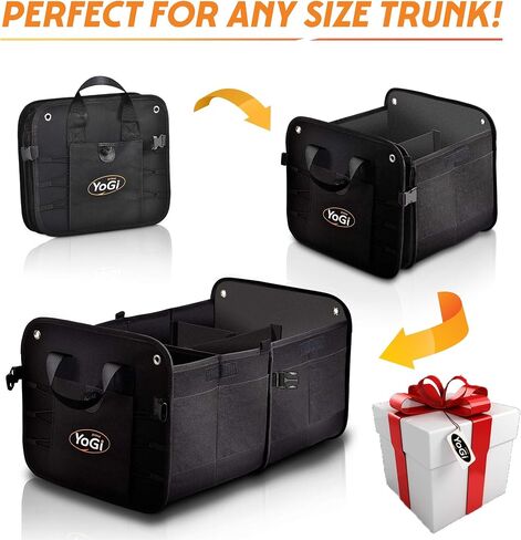 YoGi Prime Car Trunk Organizer with Lid, Collapsible Car Trunk Storage Organizer, Car Organizer and Storage for SUV, Truck, Sedan (Black) in Saudi Arabia