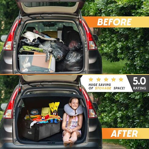 YoGi Prime Car Trunk Organizer with Lid, Collapsible Car Trunk Storage Organizer, Car Organizer and Storage for SUV, Truck, Sedan (Black) in Saudi Arabia