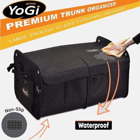YoGi Prime Car Trunk Organizer with Lid, Collapsible Car Trunk Storage Organizer, Car Organizer and Storage for SUV, Truck, Sedan (Black) in Saudi Arabia