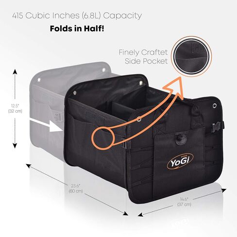 YoGi Prime Car Trunk Organizer with Lid, Collapsible Car Trunk Storage Organizer, Car Organizer and Storage for SUV, Truck, Sedan (Black) in Saudi Arabia