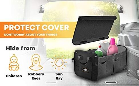 YoGi Prime Car Trunk Organizer with Lid, Collapsible Car Trunk Storage Organizer, Car Organizer and Storage for SUV, Truck, Sedan (Black) in Saudi Arabia
