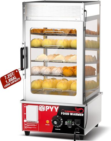 PYY Bun Steamer Electric Food Display - Automatic Temperature Control 5 Layers Display Stainless Steel Commercial Bun Steamer For Kiosk, 1200W/110V in Saudi Arabia