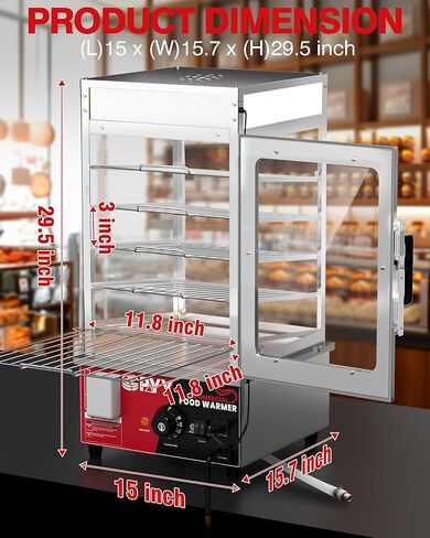 PYY Bun Steamer Electric Food Display - Automatic Temperature Control 5 Layers Display Stainless Steel Commercial Bun Steamer For Kiosk, 1200W/110V in Saudi Arabia