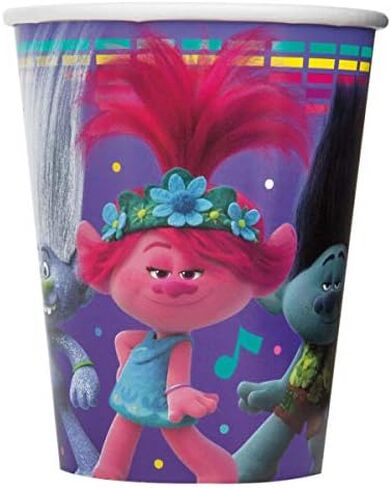 Unique Trolls Birthday Party Supplies Bundle includes 24 Paper Cups and 1 Dinosaur Sticker Sheet in Saudi Arabia