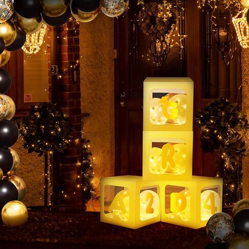 2024 Graduation Party Decorations-135pcs Graduation Decorations Class of 2024 Set-Graduation Balloon Boxes with Lighted Strings, Balloon Arch Garland Kit, 2024 Foil Balloons & Graduation Backdrop in Kuwait