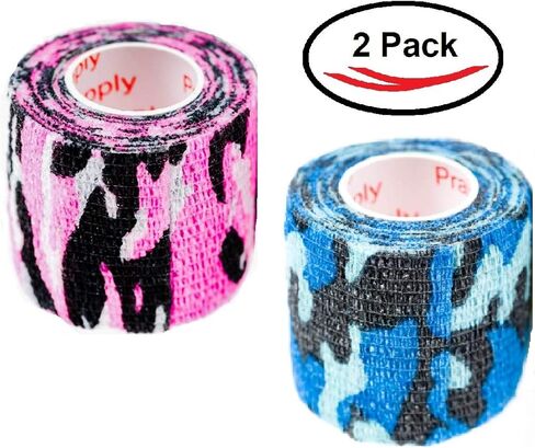 شريط لف الطبيب البيطري، ضمادة متماسكة ذاتية اللصق، ألوان مموهة مموهة للكلاب والقطط والحصان، شريط لاصق ذاتي اللصق، غطاء حماية للمعدات الخارجية 2 بوصة × 5 ياردات 2، 4، 6، 12 أو 24 حزمة in Kuwait