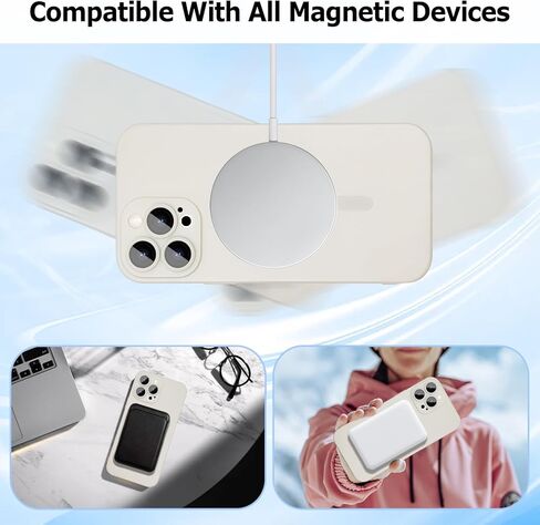 ankofave Magnetic for iPhone 12 Pro Case for Women,Shockproof Matte Luxury Soft Metallic Luster Design with Full Camera Lens Protector, Compatible with Magsafe Case for iPhone 12 Pro 6.1"-White in Kuwait