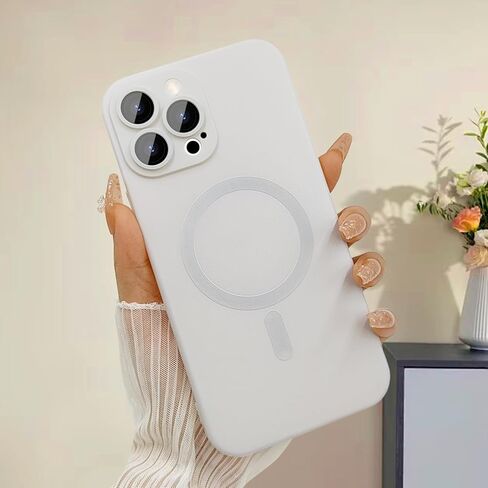 ankofave Magnetic for iPhone 12 Pro Case for Women,Shockproof Matte Luxury Soft Metallic Luster Design with Full Camera Lens Protector, Compatible with Magsafe Case for iPhone 12 Pro 6.1"-White in Kuwait