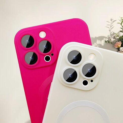 ankofave Magnetic for iPhone 12 Pro Case for Women,Shockproof Matte Luxury Soft Metallic Luster Design with Full Camera Lens Protector, Compatible with Magsafe Case for iPhone 12 Pro 6.1"-White in Kuwait